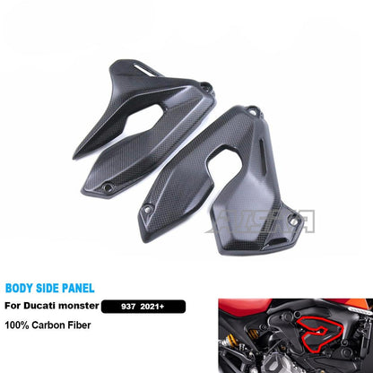 AISKA 3K 3*3 Carbon Fiber Motorcycle Accessories Body Side Panel for Ducati Monster 937 2021+