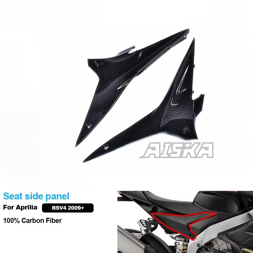 AISKA 100% 3K 3*3 Carbon Fiber Motorcycle Accessories Seat Side Panel for Aprilia RSV4 Tuono V4  2009- 2020