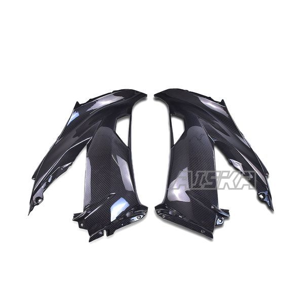 AISKA 3K Dry Carbon Fiber Front Upper Side Panel Motorcycle Fairing Compatible with Kawasaki Ninja ZX-6R 2013-2024