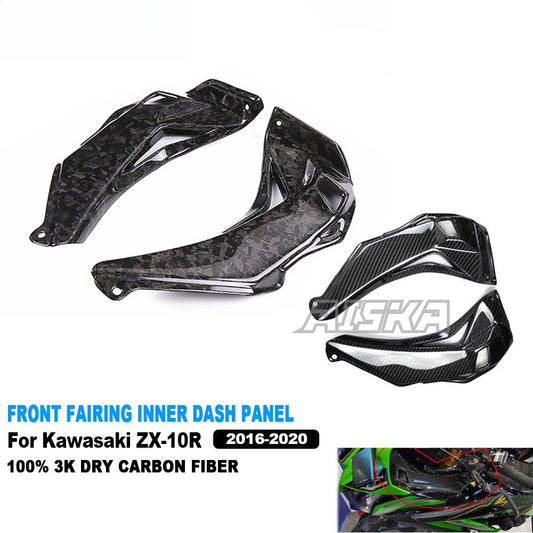 AISKA 3K Dry Carbon Fiber Motorcycle Accessories Front Fairing Inner Dash Panel Side Covers for Kawasaki ZX10R ZX-10R 2016-2020