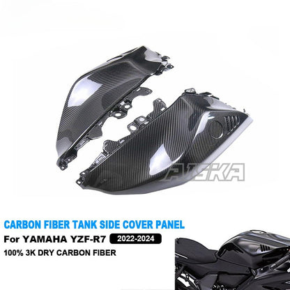 AISKA R7 Carbon Fiber Tank Side Cover Motorcycle Carbon Fibre Fuel Tank Cover Side Fairing for Yamaha R7 2022 2023 2024