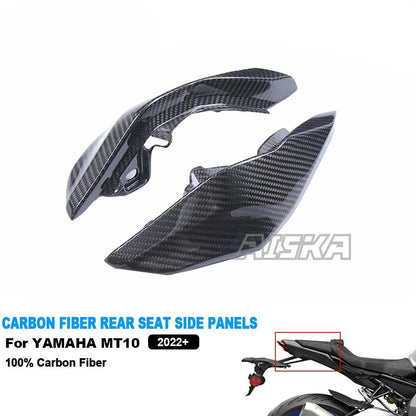 AISKA 3K Dry Carbon Fiber Accessories Motorcycle Rear Seat Side Panels Cover Fairing Parts Kits for Yamaha MT10 2022 2023 2024