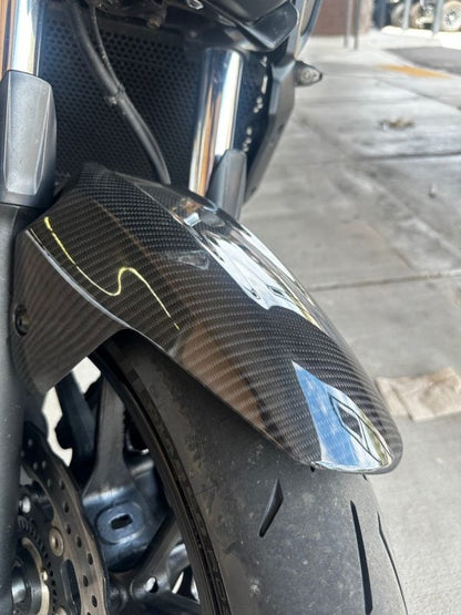 AISKA 100% Dry Carbon Fiber Mudguard Motorcycle Front Wheel Fender Hugger for Yamaha MT07 MT-07 2014-2017