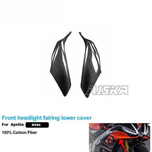 AISKA 3K 3*3 Carbon Fiber Motorcycle Accessories Front Headlight Fairing Lower Cover for Aprilia RSV4  2021+