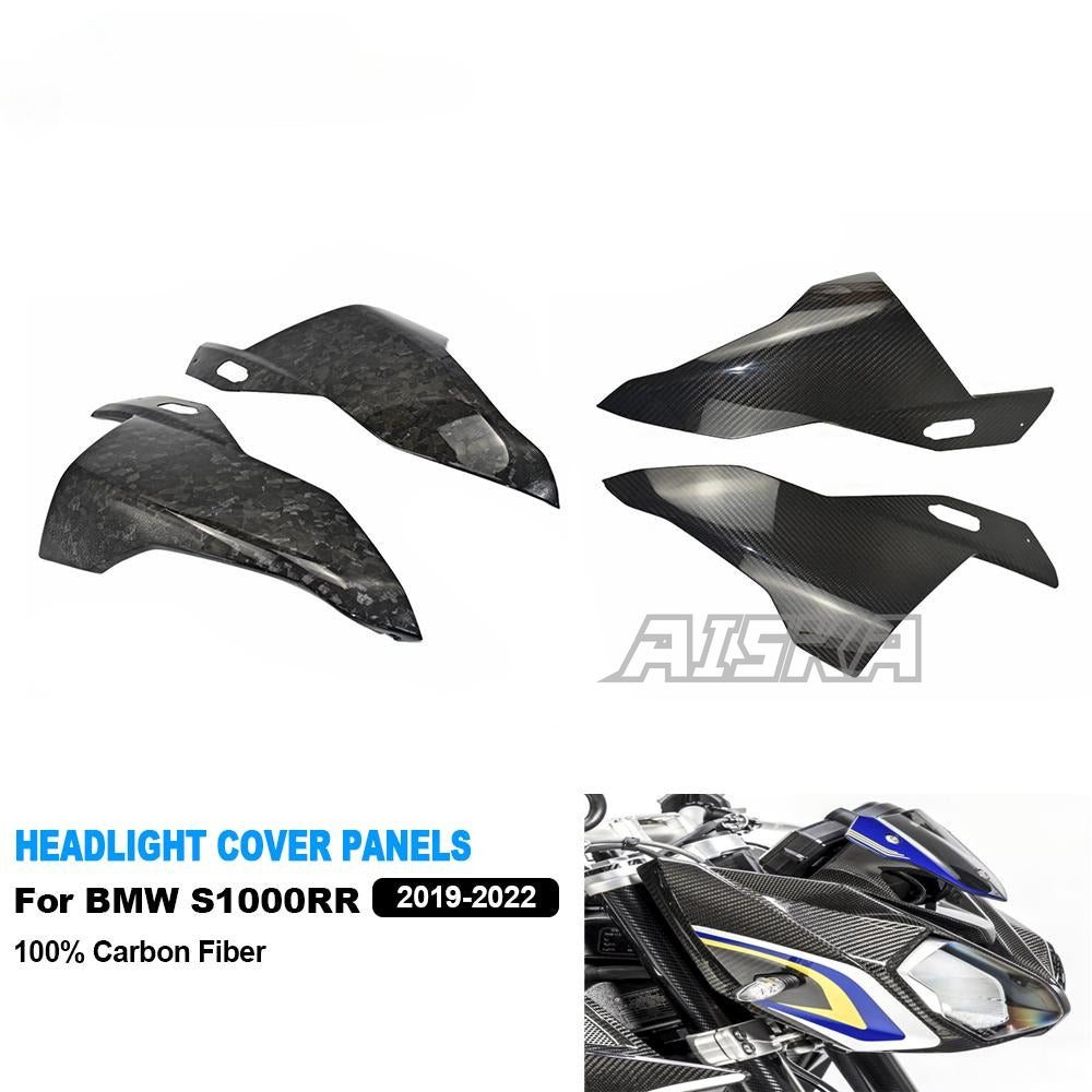AISKA 100% Real Carbon Fiber Front Headlight Fairing Cover Motorcycle Headlight Cover for BMW S1000RR M1000R HP4 2019-2022