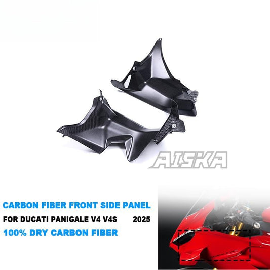 AISKA 100% 3K Full Dry Carbon Fiber Motorcycle Front Side Panel Fairings for Ducati Panigale V4 V4S 2025