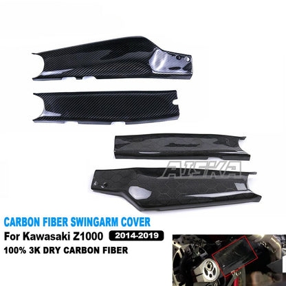 AISKA 3K Dry Carbon Fiber Motorcycle Accessories Swing Arm Guard Fairings Swingarm Cover Panels for Kawasaki Z1000 2014-2019