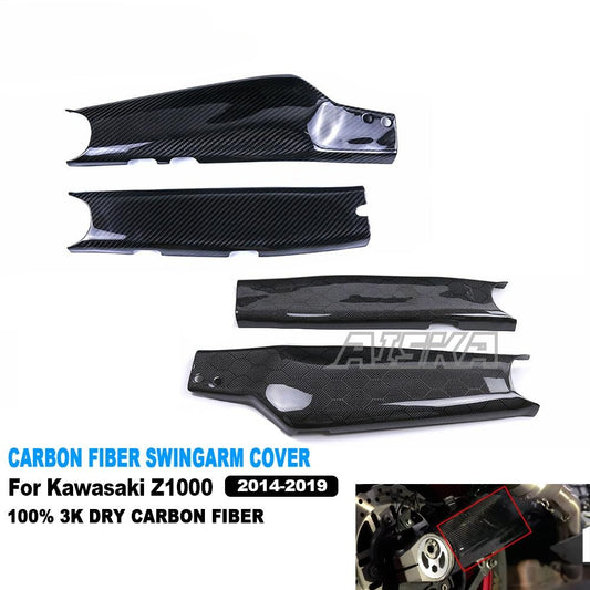 AISKA 3K Dry Carbon Fiber Motorcycle Accessories Swing Arm Guard Fairings Swingarm Cover Panels for Kawasaki Z1000 2014-2019