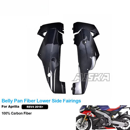 AISKA 100% 3K 3*3 Carbon Fiber Motorcycle Accessories Belly Pan Fiber Lower Side Fairings for Aprilia RSV4 Tuono V4 2021+