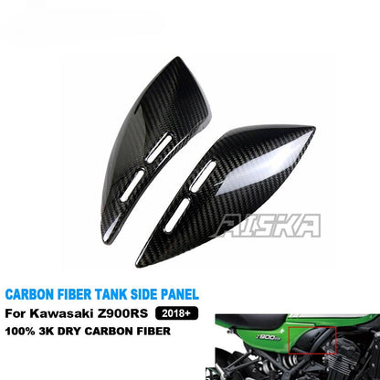 AISKA 3K Dry Carbon Fiber Motorcycle Fairing Fuel Tank Side Panel and Cover for Kawasaki Z900RS 2018-2024 Accessories