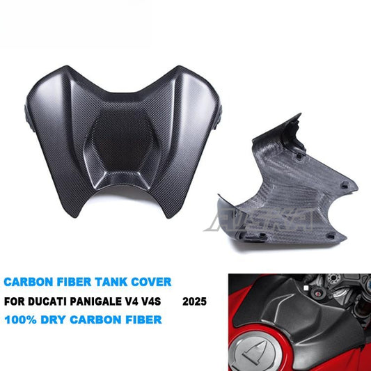 AISKA 100% 3K Full Dry Carbon Fiber Motorcycle Front Fuel Tank Cover for Ducati Panigale V4 V4S 2025
