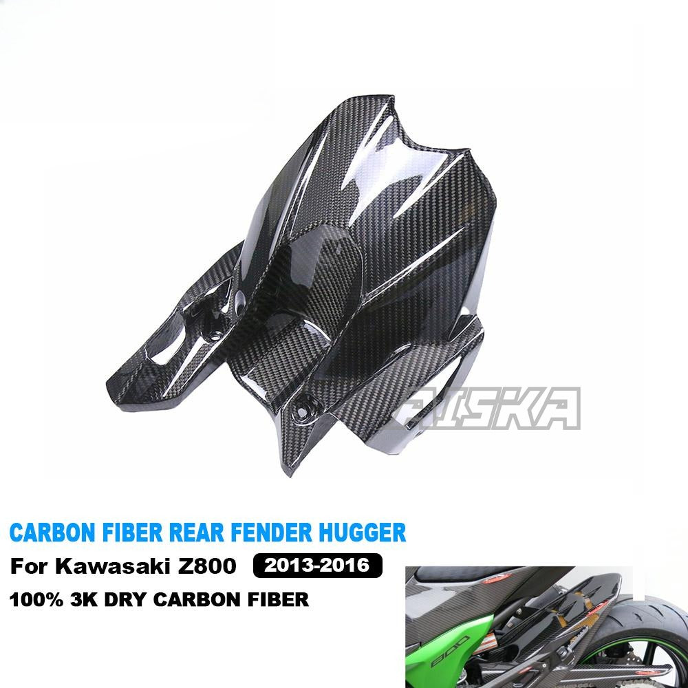AISKA 100% 3K Dry Carbon Fiber Motorcycle Accessories Rear Fender Hugger Mudguard Fairing for Kawasaki Z800 2013-2016