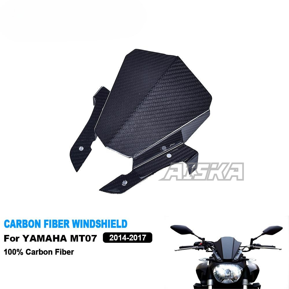 AISKA 100% 3K Twill Weave Dry Carbon Fiber Motorcycle Windscreen Windshield Wind Deflector for Yamaha MT07 MT-07 2014-2017