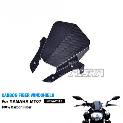 AISKA 100% 3K Twill Weave Dry Carbon Fiber Motorcycle Windscreen Windshield Wind Deflector for Yamaha MT07 MT-07 2014-2017
