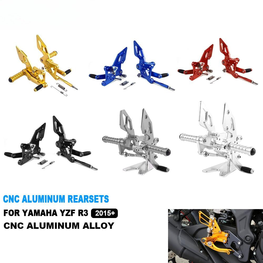 AISKA CNC Aluminum Footpeg Rearset Motorcycle Racing Adjustable Rear Footrest for Yamaha R25 R3 MT03 MT25 2015-2024