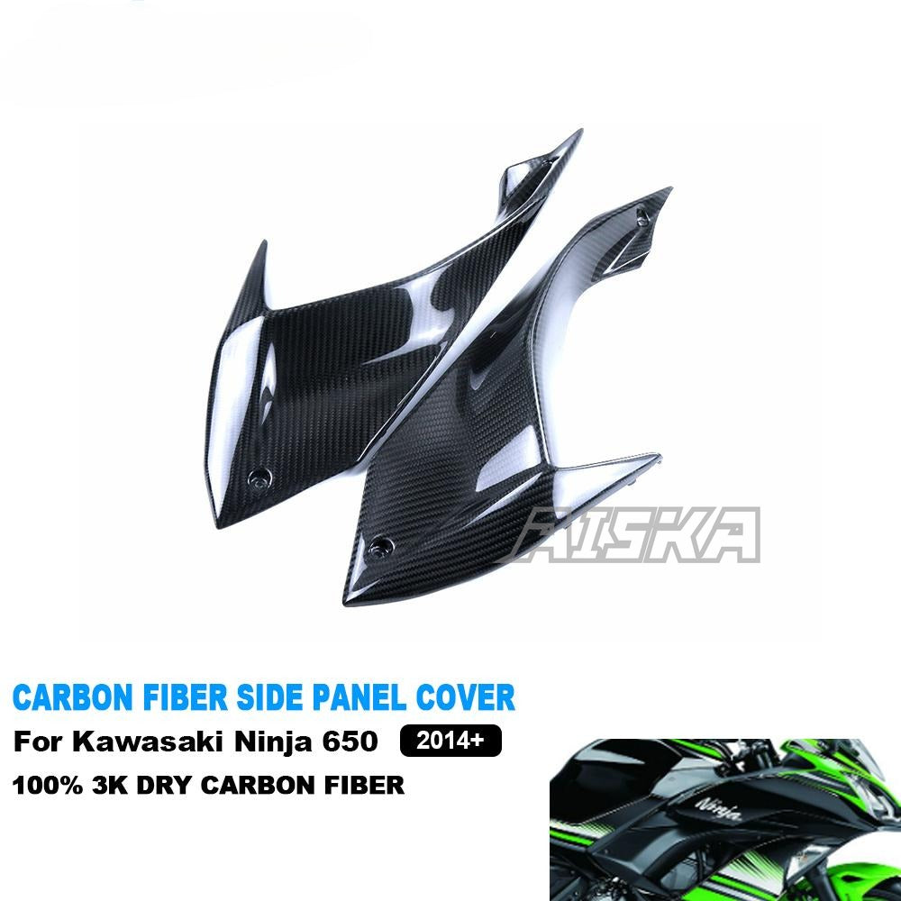 AISKA 100% 3K Dry Carbon Fiber Motorcycle Accessories Side Panels Side Frame Fairing Cover for Kawasaki Ninja 650 2014-2024