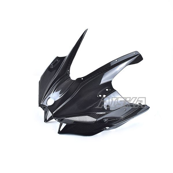 AISKA Full 3K Dry Carbon Fiber Motorcycle Front Headlight Fairing for Kawasaki Ninja H2 H2R 2015-2024