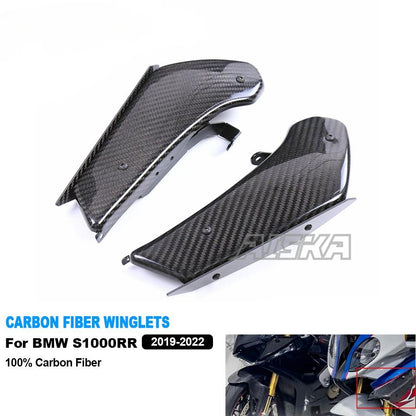 AISKA 100% 3K Carbon Fiber Accessories Motorcycle Side Panels Fixed Wings Winglets for BMW S1000RR 2019-2022