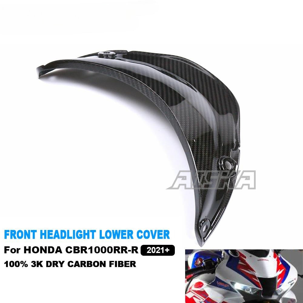 AISKA 100% 3K Full Dry Carbon Fiber Motorcycle Front Headlight Lower Cover Fairing for Honda CBR1000RR-R 2021 2022 2023 2024