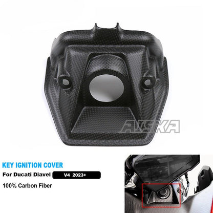 AISKA  Wholesale 3K 3*3 Real Dry Carbon Fiber Motorcycle Key Ignition Cover for Ducati Diavel  V4  2023