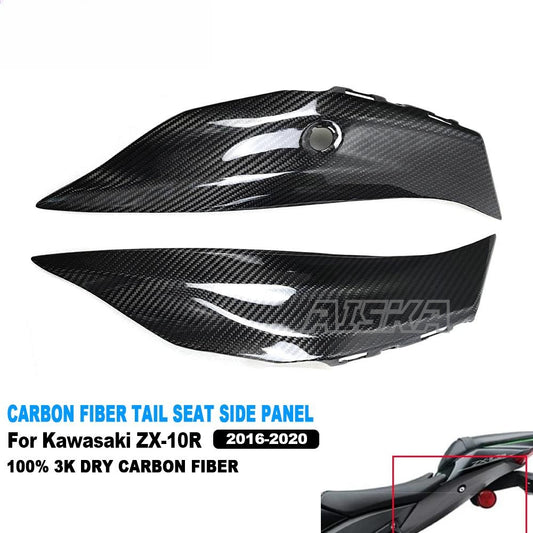 AISKA 3K Dry Carbon Fiber Motorcycle Accessories Rear Tail Seat Side Panel Cover Fairings for Kawasaki ZX10R ZX-10R 2016-2020