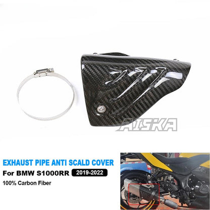AISKA Pre-Preg 3K Carbon Fiber Motorcycle Exhaust Pipe Carbon Fiber Protector Heat Shield Cover for BMW S1000RR 2019-2022