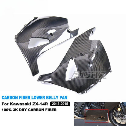 AISKA 3K Dry Carbon Fiber Motorcycle Lower Bottom Oil Belly Pan Fairing for Kawasaki Ninja ZX-14R ZZR1400 2013 2014 2015