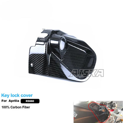 AISKA 3K Carbon Fiber Motorcycle Body Accessories Modified Lock Head Cover Key Lock Cover Decoration for Aprilia RS660  2021+