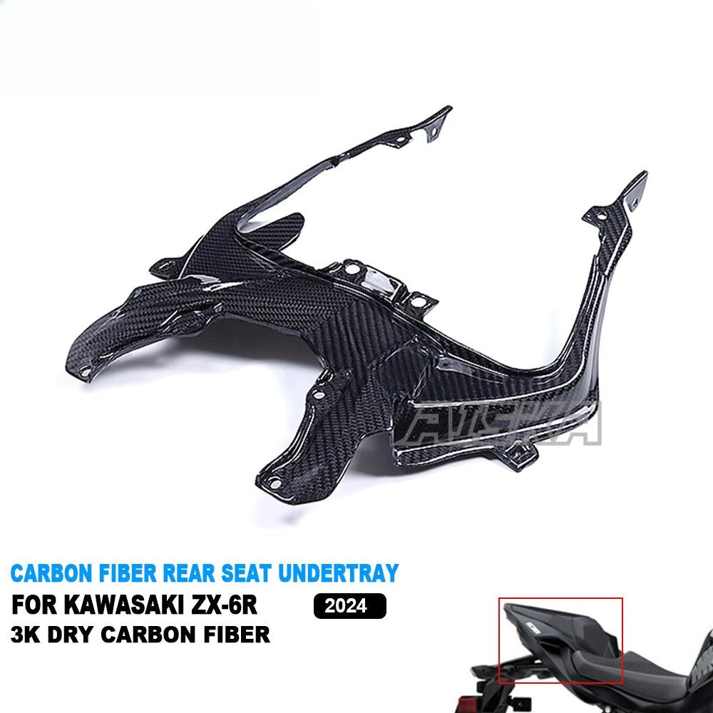 AISKA Motorcycle Full Dry Carbon Fiber Rear Tail Seat Cover Under Tray Panel Fairing Cowling for Kawasaki Ninja ZX-6R 2024