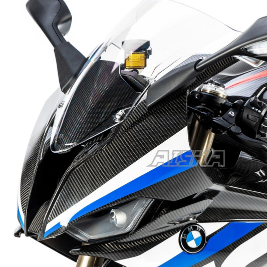 AISKA 100% 3K Full Dry Carbon Motorcycle Headlight Bracket Headlamp Upper Stay Fairing for BMW S1000RR 2019-2022
