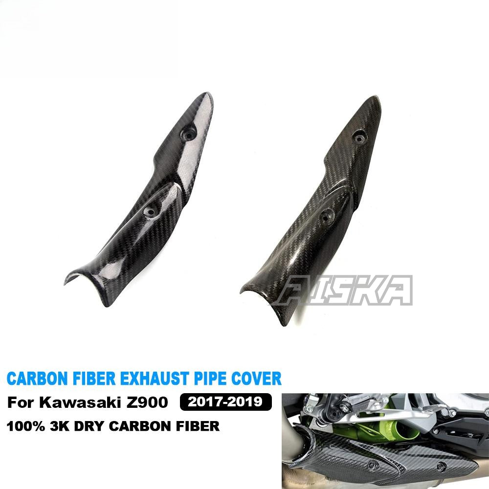 AISKA 3K Dry Carbon Fiber Motorcycle Accessories Exhaust Pipe System Heat Shield Cover for Kawasaki Z900 2017 2018 2019