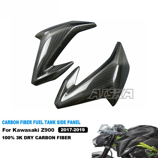 AISKA 3K Dry Carbon Fiber Motorcycle Accessories Fuel Gas Tank Side Cover Panel Fairing for Kawasaki Z900 2017 2018 2019