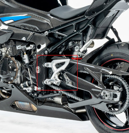 AISKA S1000R Accessories 3K Full Carbon Fiber Motorcycle Rear Rearset Adjustable Foot Pegs Heel Guards for BMW S1000R 2021-2024