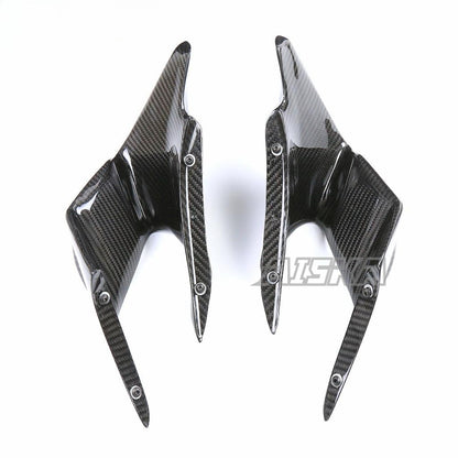 AISKA 100% Full Dry Carbon Fiber Aerodynamic Wing Wind Spoilers Motorcycle Deflector Winglets for Yamaha R3 2022 2023 2024