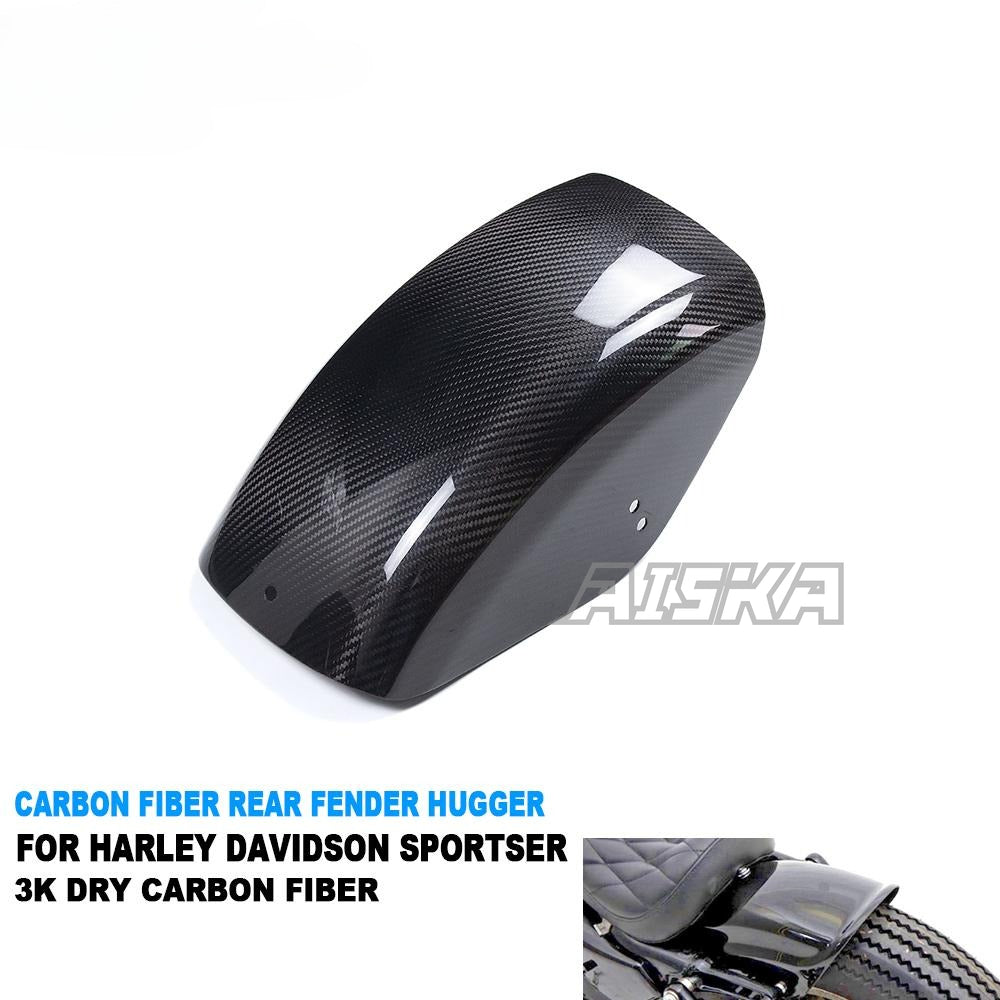 AISKA Dry Carbon Fiber Retro Motorcycle Short Rear Fender Hugger for Harley Davidson Sportser 883 1200 X48 72 Bobber Chopper
