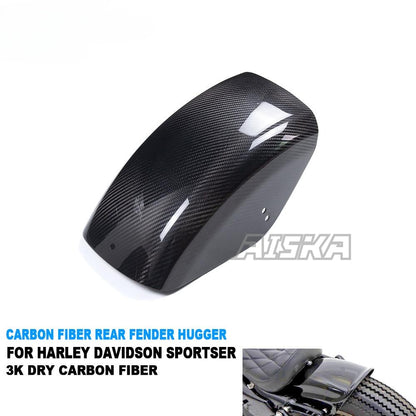 AISKA Dry Carbon Fiber Retro Motorcycle Short Rear Fender Hugger for Harley Davidson Sportser 883 1200 X48 72 Bobber Chopper