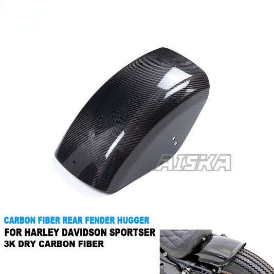 AISKA Dry Carbon Fiber Retro Motorcycle Short Rear Fender Hugger for Harley Davidson Sportser 883 1200 X48 72 Bobber Chopper