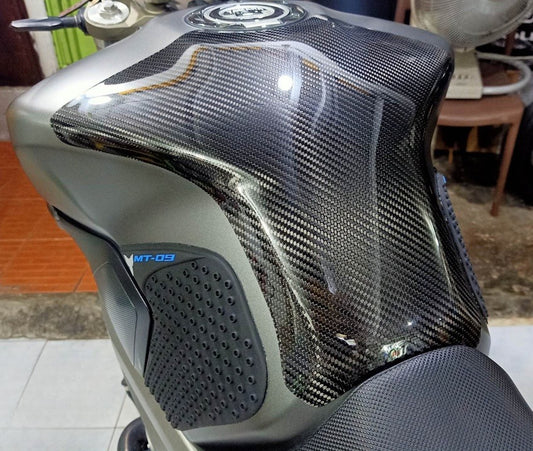 AISKA 100% 3K Pure Carbon Fiber Motorcycle Fuel Tank Guard Cover Fuel Pad Protector for Yamaha MT09 FZ09 2014-2020
