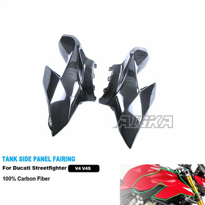 AISKA 100% Carbon Fiber Motorcycle Accessories Tank Side Panel Fairing for Ducati Streetfighter V4 2020+