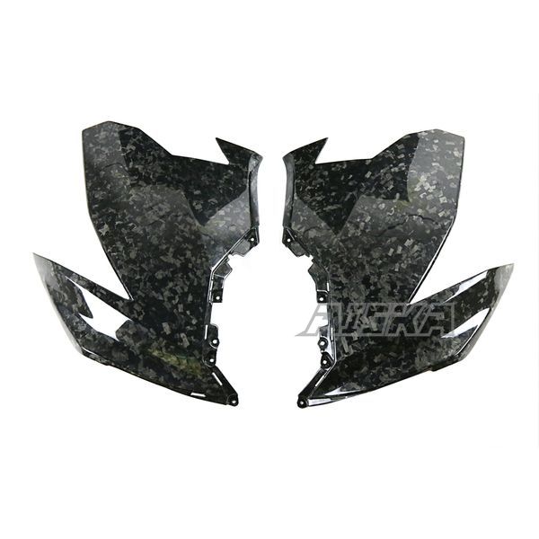 AISKA 100% 3K Dry Carbon Fiber Motorcycle Accessories Front Upper Side Spoiler Panel Fairing for Kawasaki Ninja 400 2018-2024