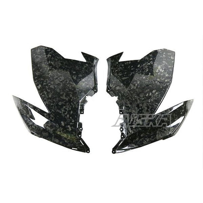 AISKA 100% 3K Dry Carbon Fiber Motorcycle Accessories Front Upper Side Spoiler Panel Fairing for Kawasaki Ninja 400 2018-2024