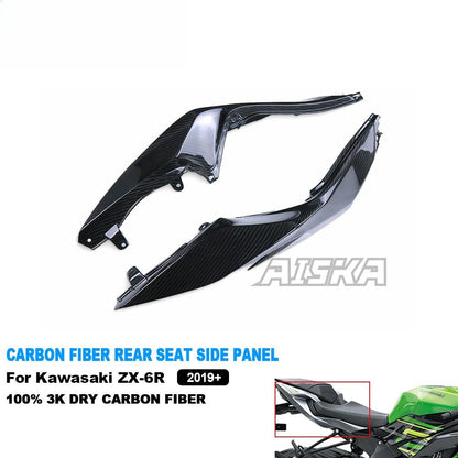 AISKA 3K Dry Carbon Fiber Motorcycle Fairing Rear Tail Side Panel for Kawasaki Ninja ZX-6R 2019-2024 Years