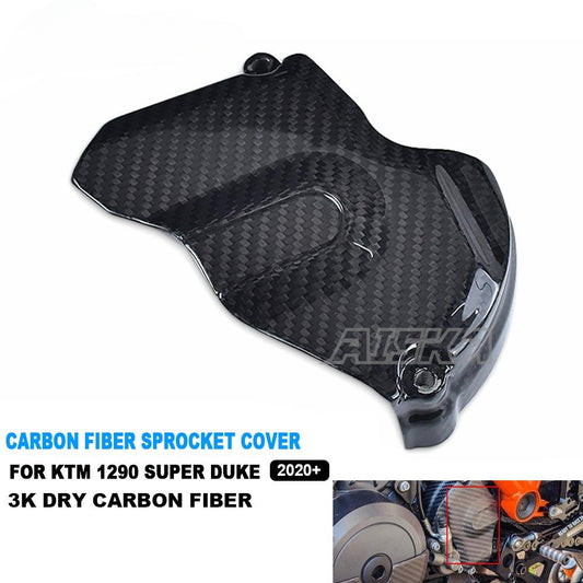 AISKA 3K Dry Carbon Fiber Motorcycle Chain Guard Trim Sprocket Cover for KTM 1290 Super Duke R 2020 2021 2022 2023 2024