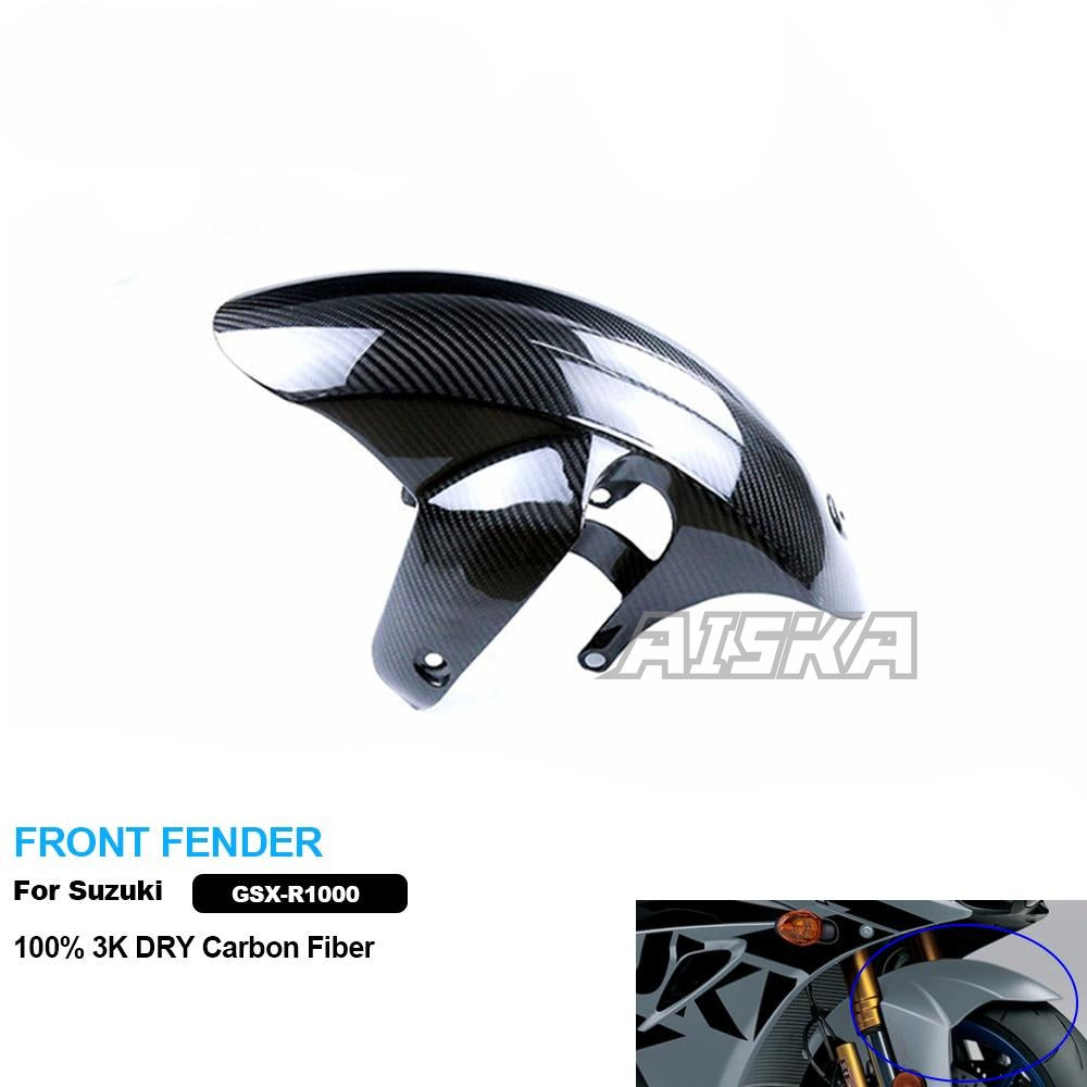 AISKA 100% 3K Dry Carbon Fiber Motorcycle  Accessories Front Fender for Suzuki GSXR1000 2017+