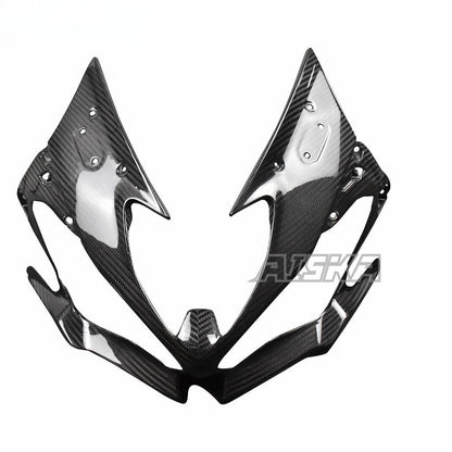 AISKA 3K Dry Carbon Fiber Motorcycle Front Nose Headlight Cover Fairing Cowl for Kawasaki ZX-6R 2019-2024