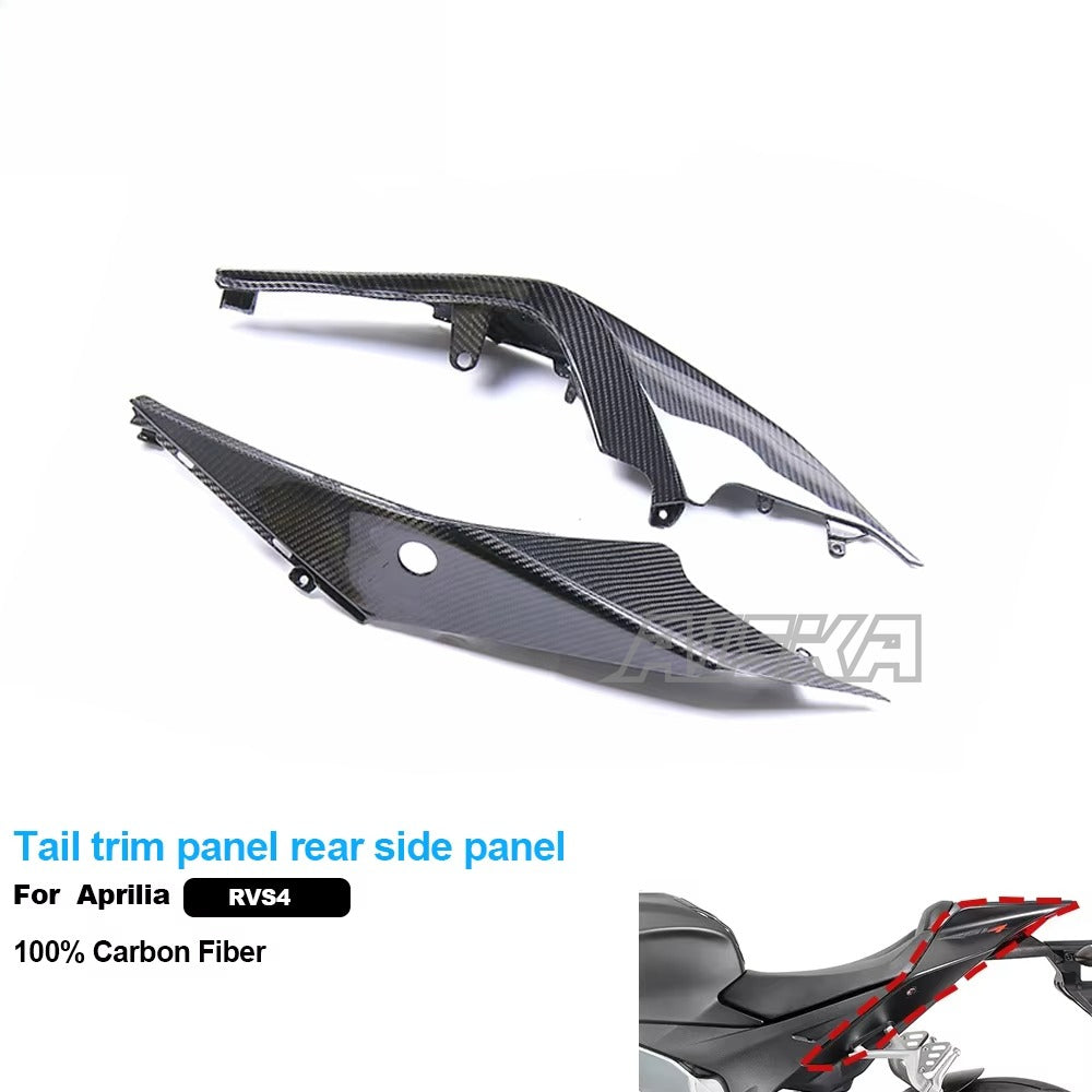 AISKA 100% 3K Pure All Dry Carbon Fiber Motorcycle Body Accessories Tail Trim Panel Rear Side Panel  for Aprilia RSV4 2021+