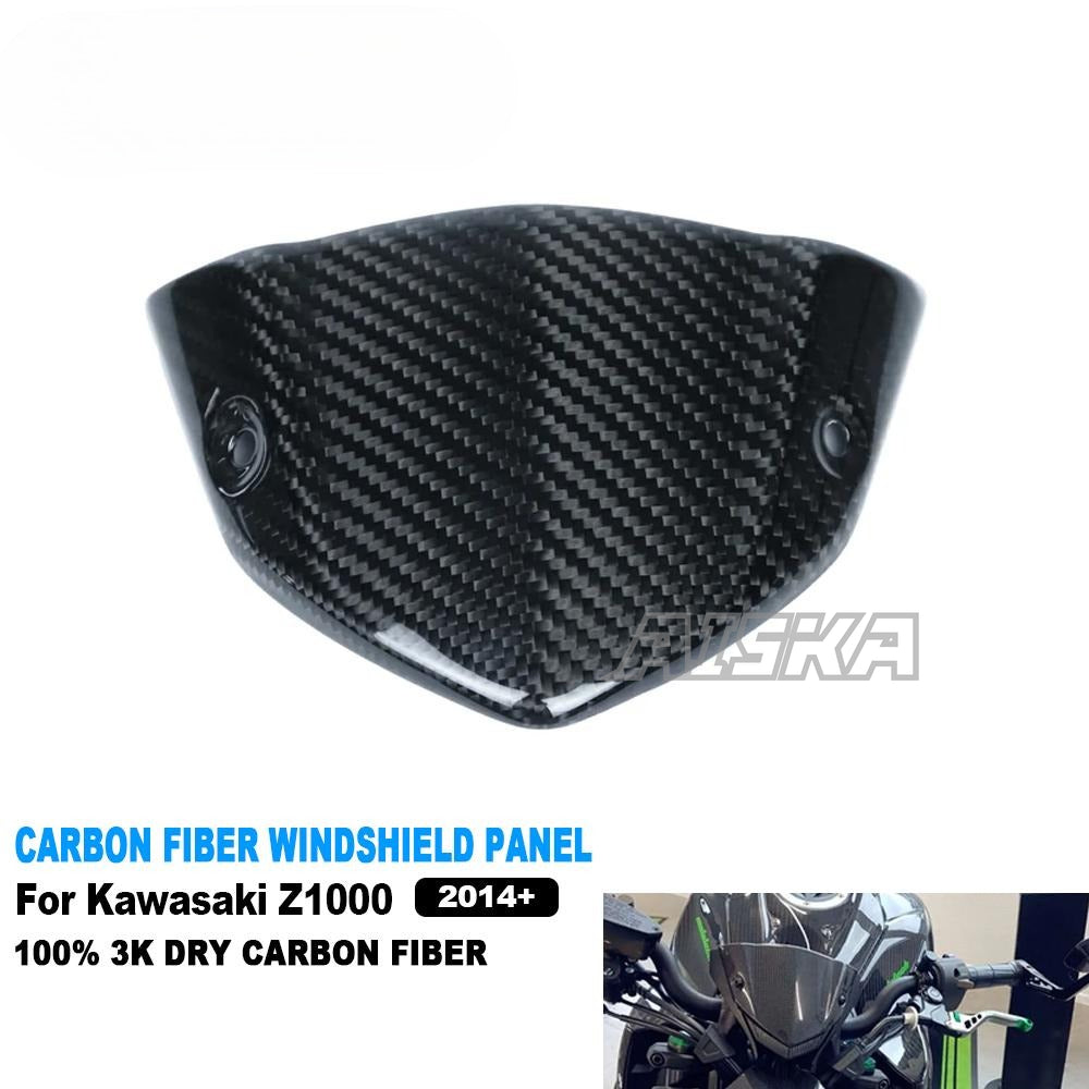 AISKA 3K Dry Carbon Fiber Motorcycle Fairing Front Dashboard Cover Windshield for Kawasaki Z1000 2014+