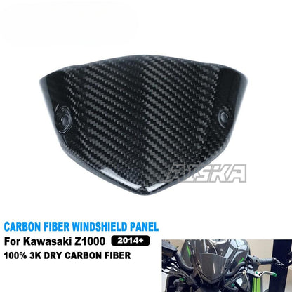 AISKA 3K Dry Carbon Fiber Motorcycle Fairing Front Dashboard Cover Windshield for Kawasaki Z1000 2014+