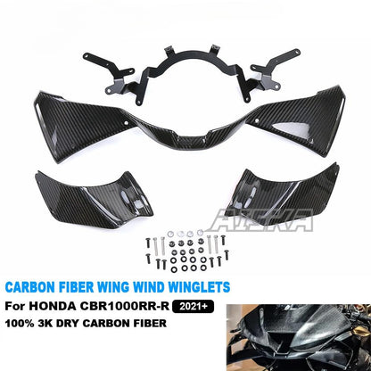 AISKA Carbon Fiber Motorcycle Fairing Aerodynamic Winglets Spoiler for Honda CBR1000RR-R 2021-2024 Air Deflector for 2022-2023