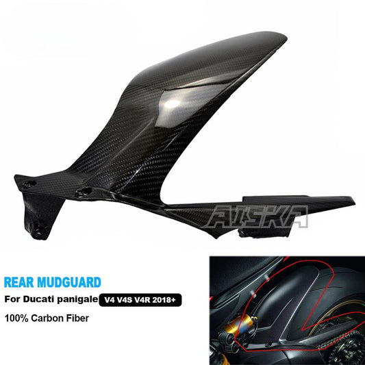 AISKA 100% 3K Twill Weave Motorcycle Carbon Fibre Rear Mudguard  for Ducati Panigale Streetfighter V4 V4S V4R 2018-2024